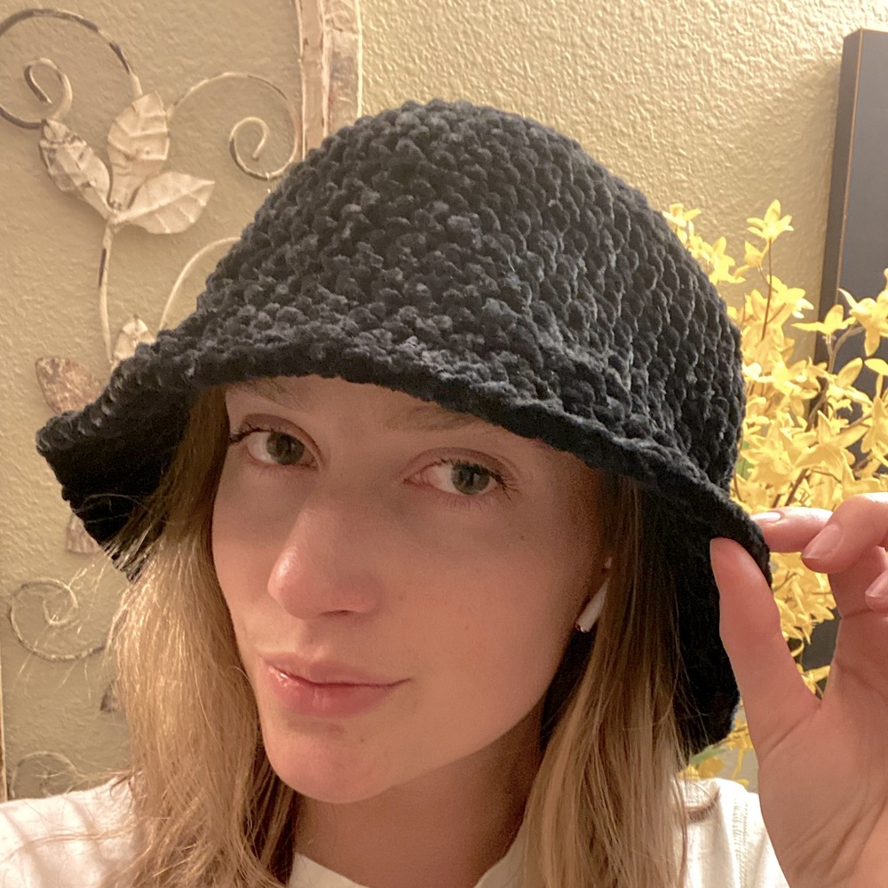 SOLD! - Velvet Hand-crochet Bucket Hat